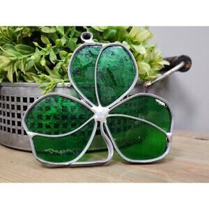Stained Glass 3 Leaf Clover Shamrock Sun Catcher Window Irish